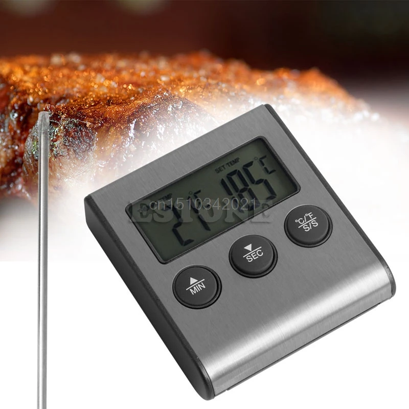 Цифровой ЖК-термометр Таймер датчик барбекю мясо гриль Кухня Печь еда приготовления пищи