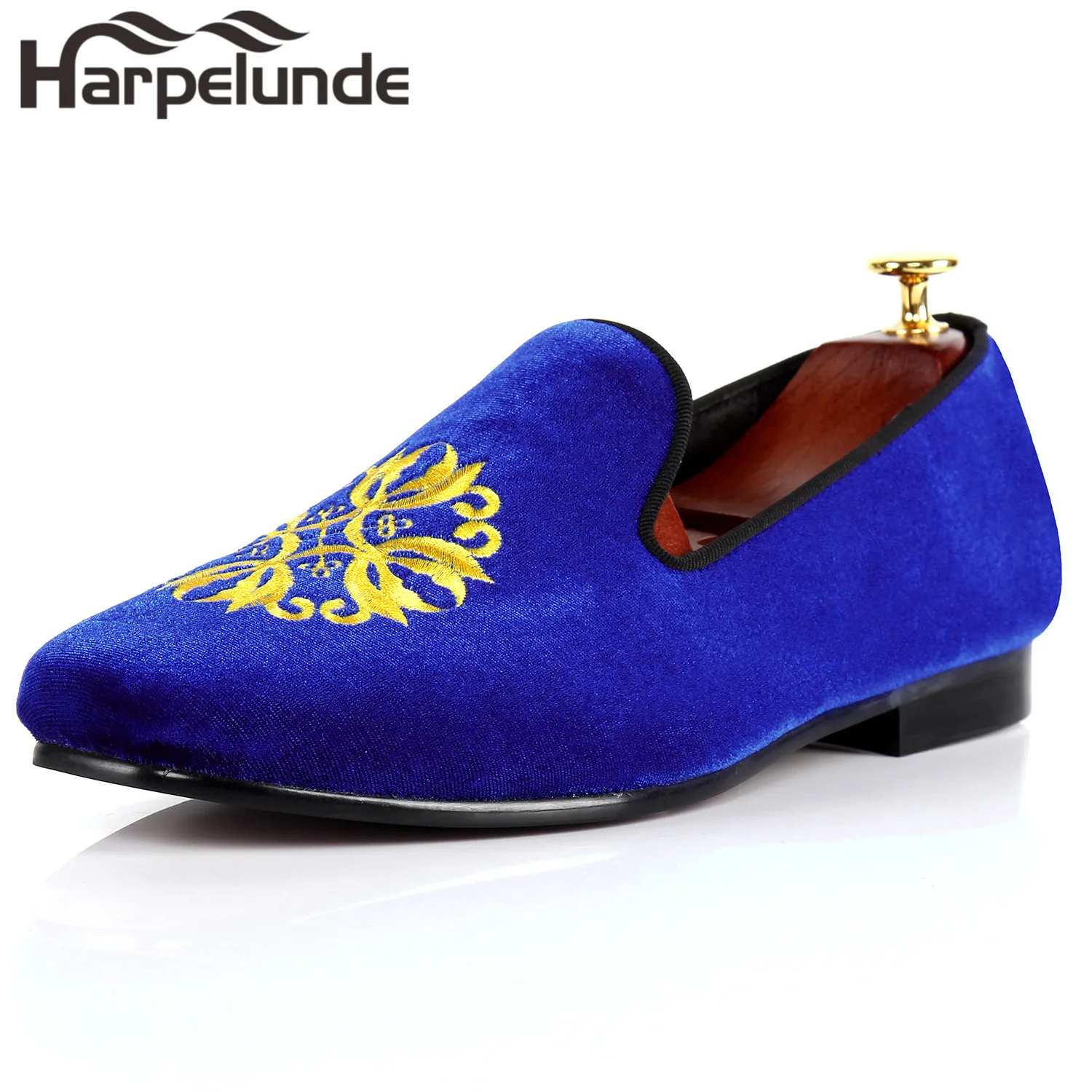 mens blue velvet shoes