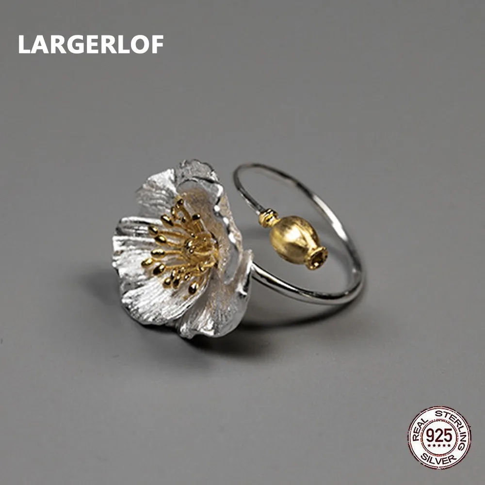 

LARGERLOF Real 925 Sterling Silver Ring Women Handmade Fine Jewelry 925 Silver Jewelry Female Rings RG50020