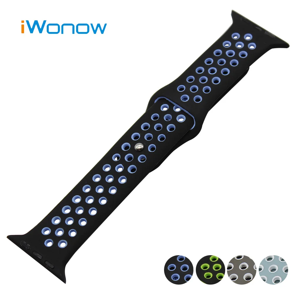 

Sports Silicone Watchband for 38mm 42mm iWatch Apple Watch Rubber Band Button Buckle Strap Wrist Belt Bracelet + Adapters