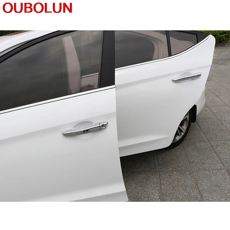 

OUBOLUN ABS Chrome For Hyundai Elantra Avante 2016 2017 Door Handle Cap Catch Cover Frame Trim Auto Exterior Decoration