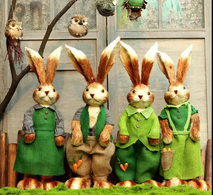 

Free shipping,H55cm,super big,Forestry large straw ornaments rabbit resurrection swing sets wedding gifts station shooting props