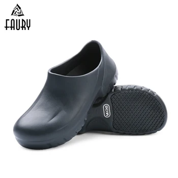 

Men's Chef Shoes Kitchen Working Slippers Clogs Summer Breathable Anti-skid Non Slipping Shoes Garden Cook Shoes Safety Clogs