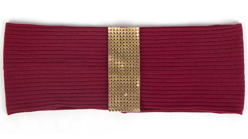 Ribbed Headband For Women Metal Geometric Accessories Female Casual Elastic Hairband Turban Wraps Cotton Striped Flat Band DT796