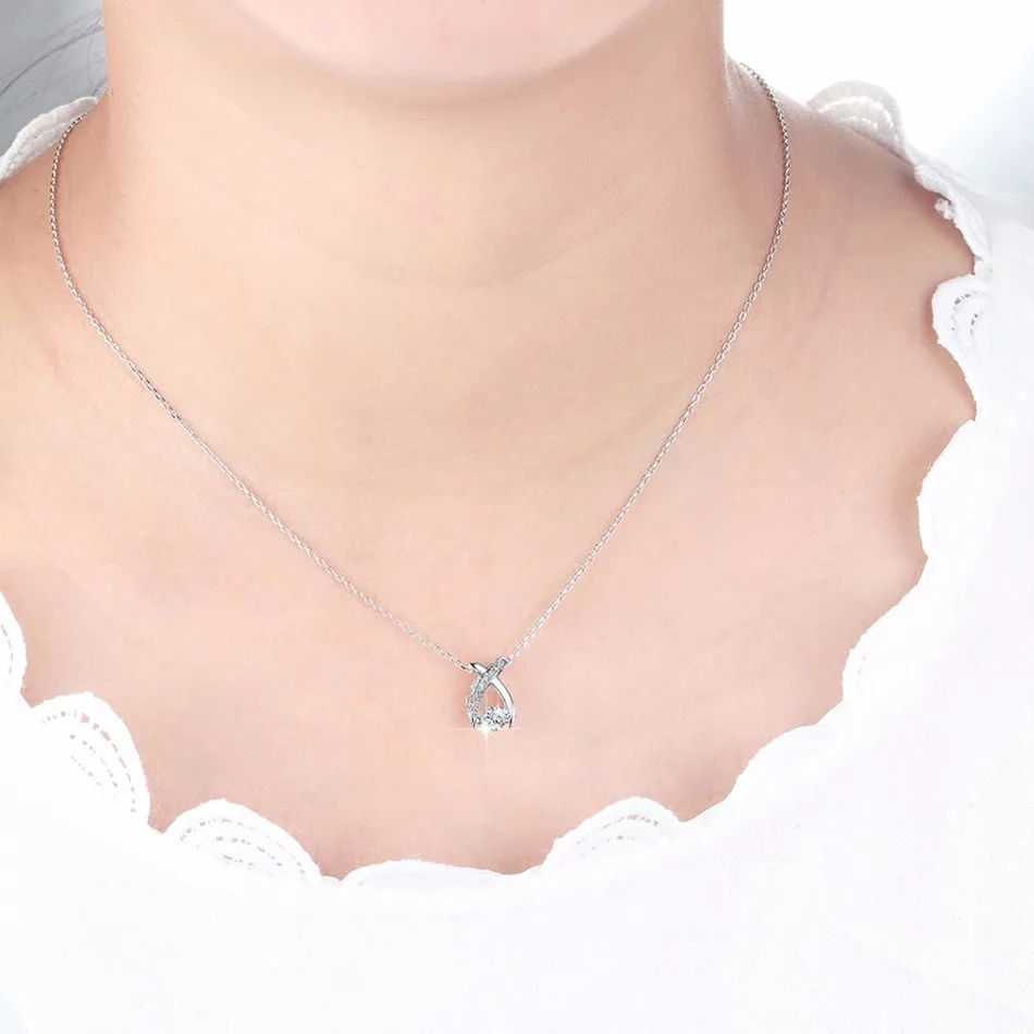 Effie queen Настоящее серебро 925 проба ожерелье мерцающее CZ Циркон ожерелье ювелирные изделия из серебра BN38