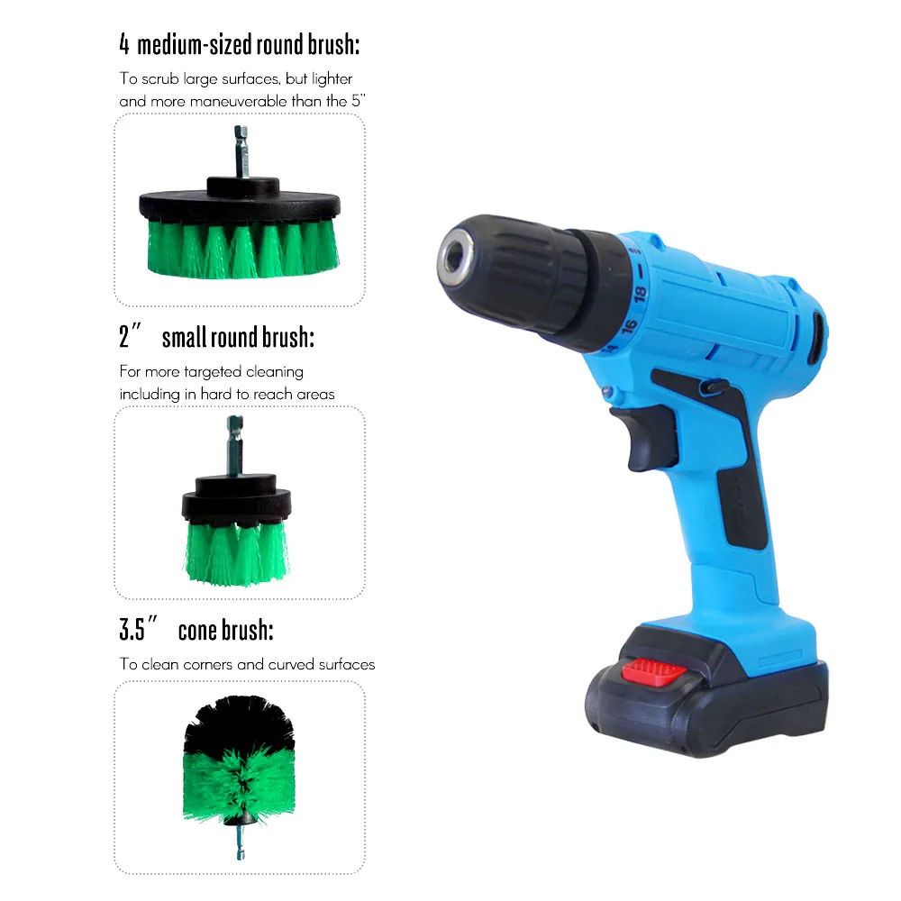 3 шт. электрическая щетка набор кистей дрель для авто мебели ковер щетка для мытья посуды щетка для чистки беспроводная дрель набор принадлежностей