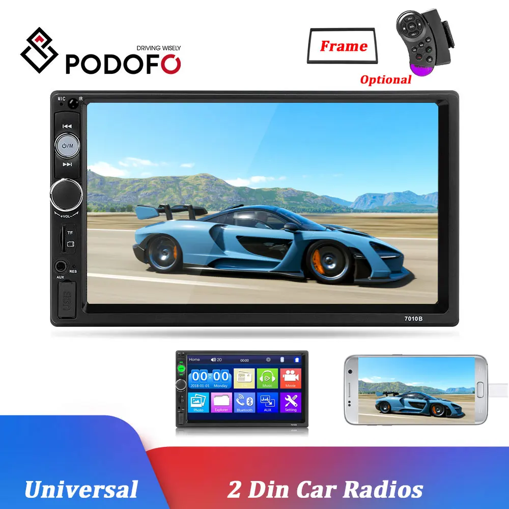 Podofo Android 8.12Din Автомобильный мультимедийный плеер 7 &quotHD USB TF FM автомобильный Радио