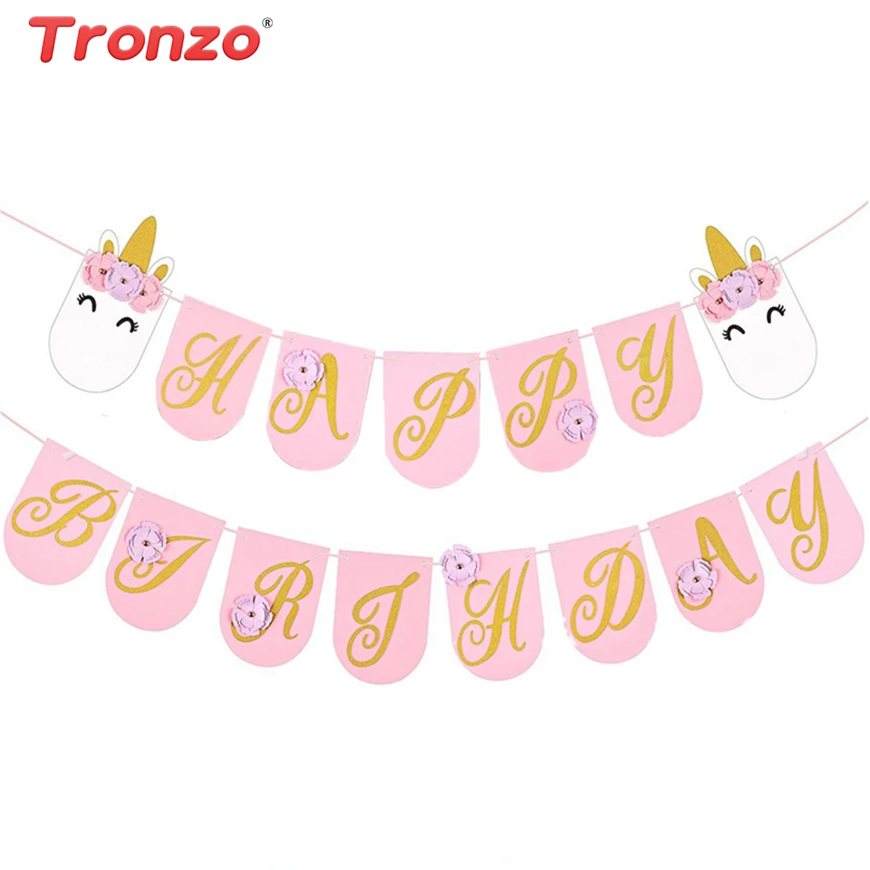 Tronzo Licorne Joyeux Anniversaire Banniere Fete D Anniversaire Decoration Enfants Dessin Anime Lettre Licorne Anniversaire Drapeaux Licorne Fete Fournitures Aliexpress