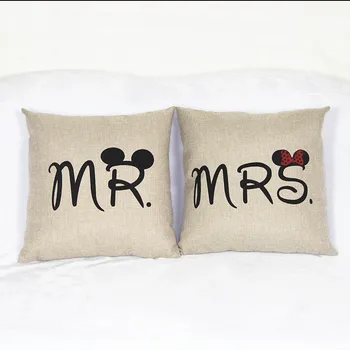 

Factory direct, Couples MR/MRS series pillow office nap cushion, sofa cushion waist /non-core, can support mixed batch 45 * 45cm