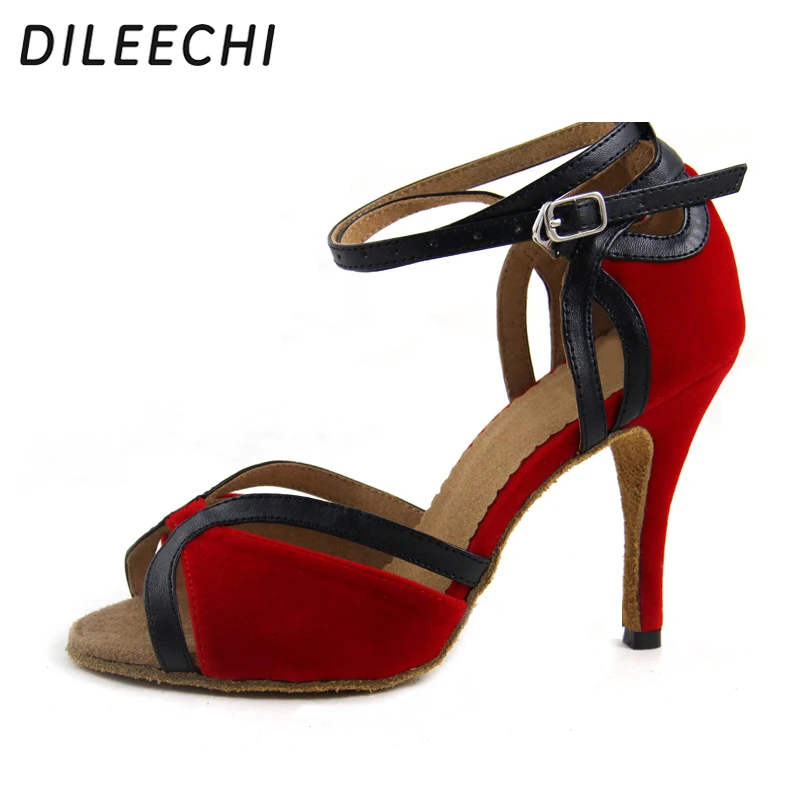 DILEECHI/ ; красные бархатные женские туфли на высоком каблуке 9 см для латинских танцев; Танцевальная обувь на квадратном каблуке для сальсы; вечерние и свадебные туфли