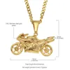 UWIN Stainless Steel Cool Motorcycle Pendant Fashion Punk Jewelry Gold Color Motorcycle Men's Hip hop Pendants Necklace Chain 2