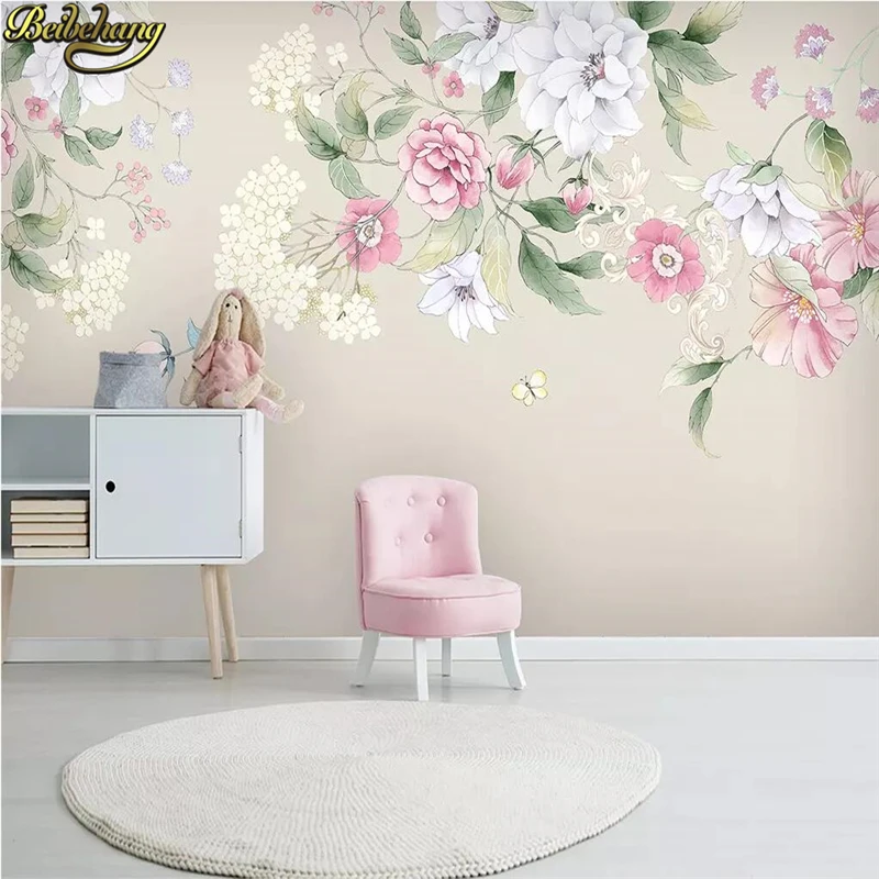 

beibehang Modern Hand painted floral wallpapers for living room minimalist TV background photo mural wall paper home improvement