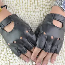 1 пара женский черный из искусственной кожи драйвера перчатки Для женщин без пальцев Стильный Панк половины пальцев перчатки