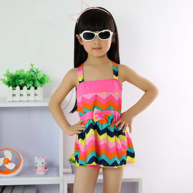 2015 Baby Girls Rainbow Swimwear Separates Swimsuit For Girls Child