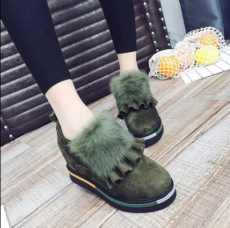 Shoes female 2018 new warm Lok Fu shoes women's increased single shoes thick bottom cakes set foot lazy shoes