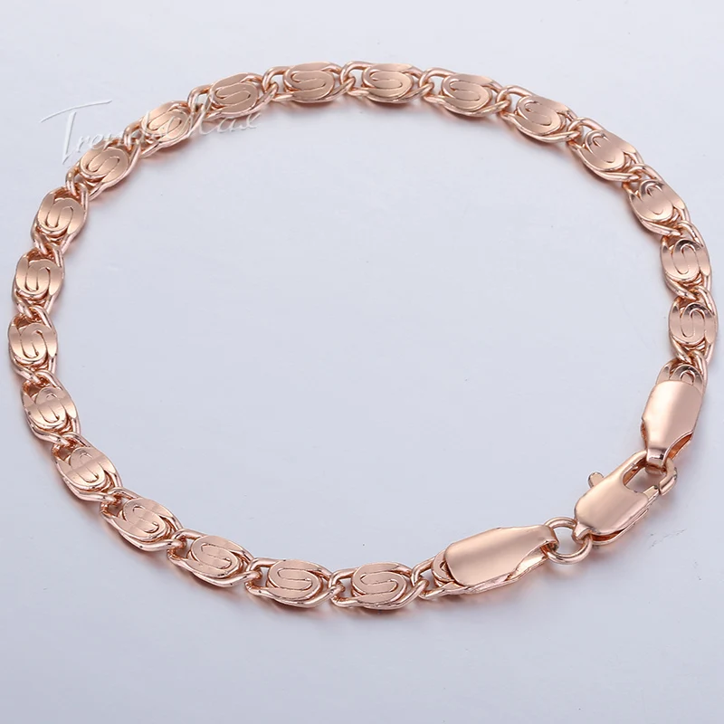 585 желтый, белый, розовый, золотой женский браслет на цепочке, звено улитки 4 мм 18 см 20 см 23 см GB263