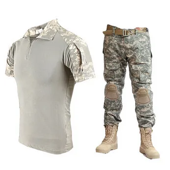 Мультикам военная форма Камуфляжный костюм для мужчин армейская короткая боевая рубашка+ брюки карго Пейнтбол тактический комплект одежды - Цвет: ACU Set