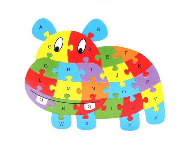 

26 alphabet wood animals puzzle toys puzzle building blocks cognition baby children puzzle