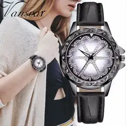 Лидер продаж Модные женские Клевер на удачу часы со стразами роскошные кожаные женские кварцевые часы подарок часы Relogio Feminino Лидер продаж