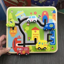 Candice guo деревянная игрушка деревянная горка головоломка автомобиль транспорт город Городской железной дороги скорой помощи школьный автобус матч Игра ребенок подарок на день рождения 1 шт