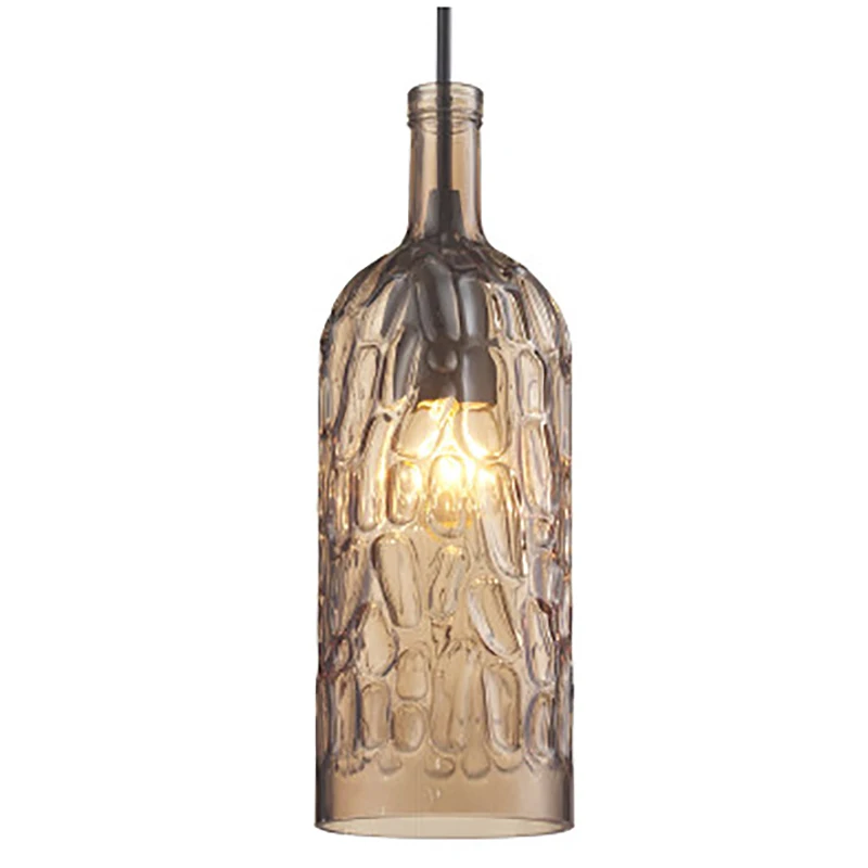 Современный Art Deco подвесная красочная стеклянная винная бутылка e27 подвесные лампы со светодиодными огнями шнур для ресторана Гостиная Кухня бар