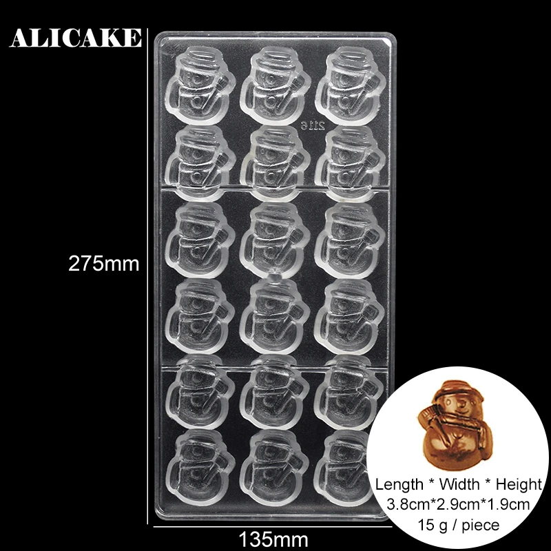 

Christmas Snowman Chocolate Form Baking Pastry Tools Mold Polycarbonate for Baker Family Party Handmade Dessert Bakeware Mould