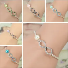 OBSEDE 2017 Fashion Jewelry Best Bridesmaid Gift Infinity Bracelet New Heart Rhinestone Imitation Pearl Silver Plated Bracelet