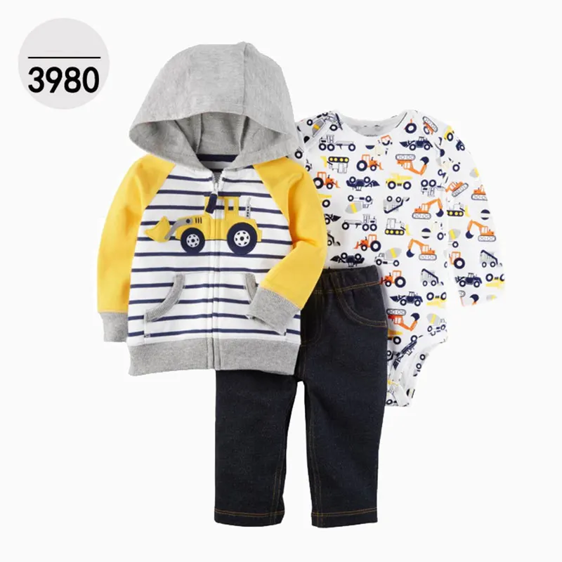 Cotton Baby Set Fashion 6-24M Toddler Boy Girl Spring Autumn Outfit Coat+PP Pants+Bodysuit 3PCs Sets New Baby Cartoon Clothes (3)