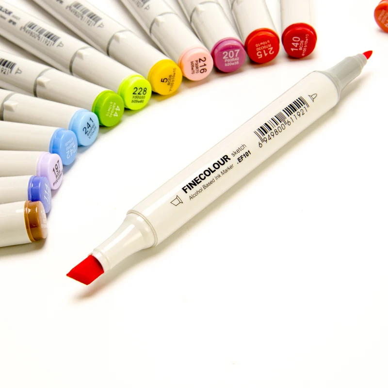 FINECOLOUR двуглавый Эскиз маркер ручка на спиртовой основе искусство 36 48 60 72 цвета живопись набор манга Рисование дизайн поставки