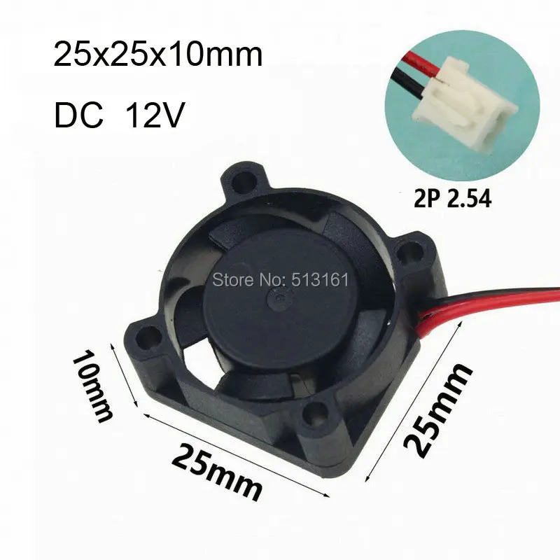 10pcs/lot Gdstime 25mm x 25mm x 10mm 2.5cm 2510 Small 12V Brushless DC Mini Cooling Fan