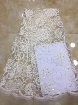 

2018 French Nigeria latest lace fabric and pearl high-quality tulle African lace fabric wedding-XZX11