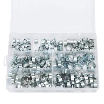 

140Pcs Double Ear O Clips Clamps Steel Zinc Plated Assortment For Hydraulic Hose Fuel