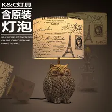 Американский деревенский настольная лампа спальня ночники старинные ткани модные смолы настольная лампа
