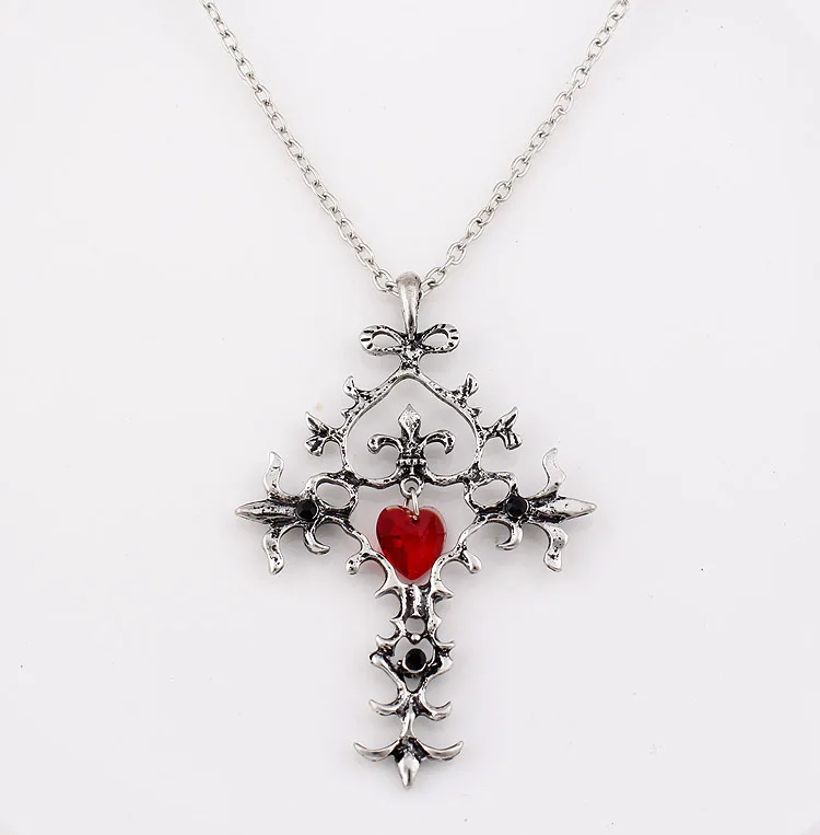 Cross Necklace New Fahion Vintage Style Vampire Diaries Red Sacred