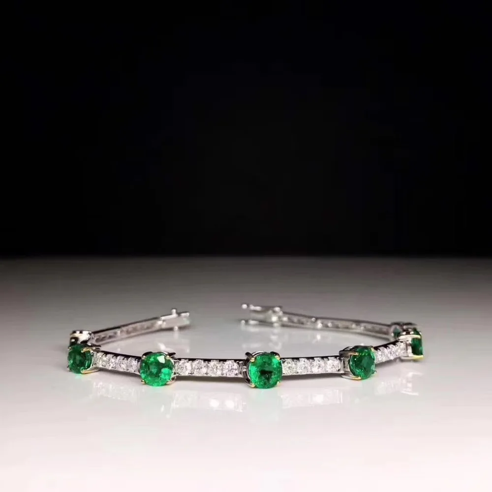  Vert naturel émeraude mode grâce simple Bracelet de rangée Bracelet de pierres précieuses naturelle