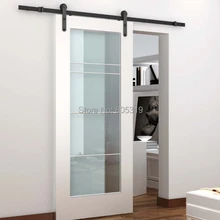 5ft/6ft/6.6FT рустикальное стальное черное оборудование для раздвижной двери сарая, деревянные раздвижные двери