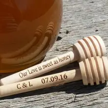 Деревянные, на выбор мини ковши для меда гравировка на дереве на день рождения Свадебная вечеринка Мёд мешалки уникальные вечерние сувениры