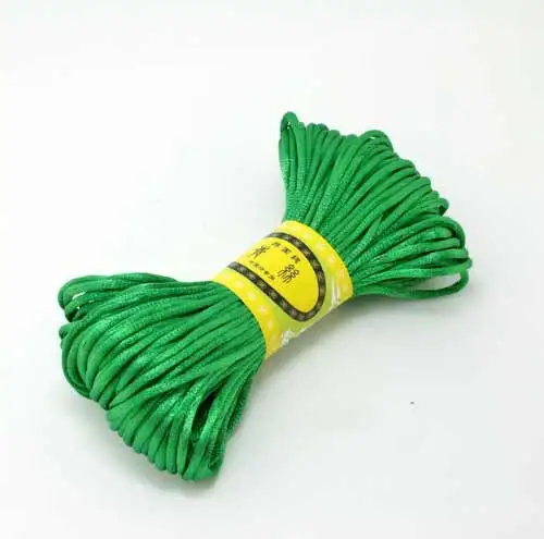 Цвет на выбор 2 мм 20 ярдов/партия мягкий сатиновый китайский шнур с узлом для браслетов DIY аксессуары для изготовления ювелирных изделий - Цвет: Middle green