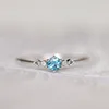 Anillo de piedra azul claro para mujer, sortija de boda de Color plateado, joyería, anillos de compromiso y amor para mujer ► Foto 1/4