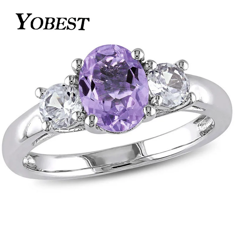 

YOBEST Luxury White Gold Color Wedding Engagement Rings Purple AAA Cubic Zirconia Rings For Woman