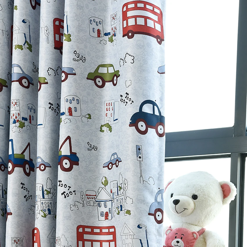 Маленькие занавески для машины для детской комнаты, Затемненные занавески для гостиной, тюлевые занавески для детской комнаты с рисунком, WP146-30