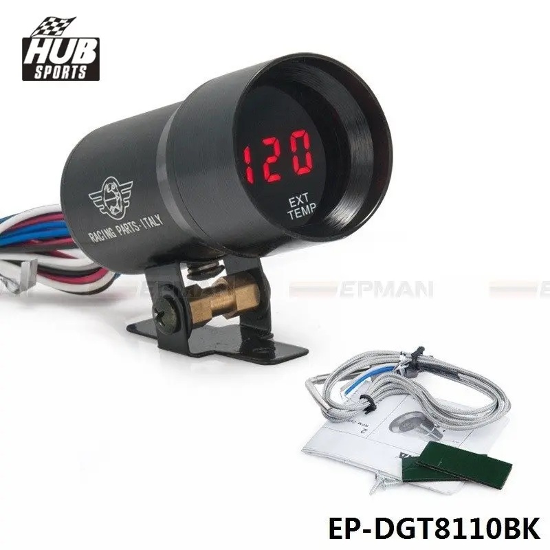 Hubsports - 37MM Digital Smoked Lens Exhaust Gas Temperature EGT Gauge Black For TOYOTA SUPRA JZA80 2JZ-GE NA 92-00 HU-DGT8110BK