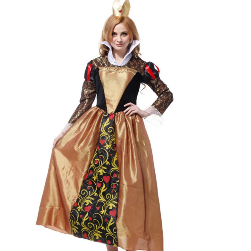 Маскарадное платье для костюмированной вечеринки, костюмы на Хэллоуин для женщин, большие размеры, красный костюм королевы Алисы и страны чудес, платье для взрослых