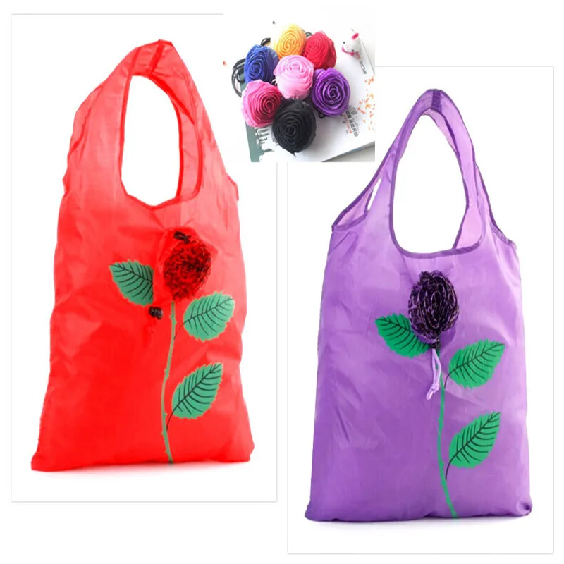 ГОРЯЧАЯ эко сумка для хранения Розовые цветы форма складные сумки многоразового использования для покупок Складная продуктовая нейлоновая Большая Сумка милая сумка 1 шт