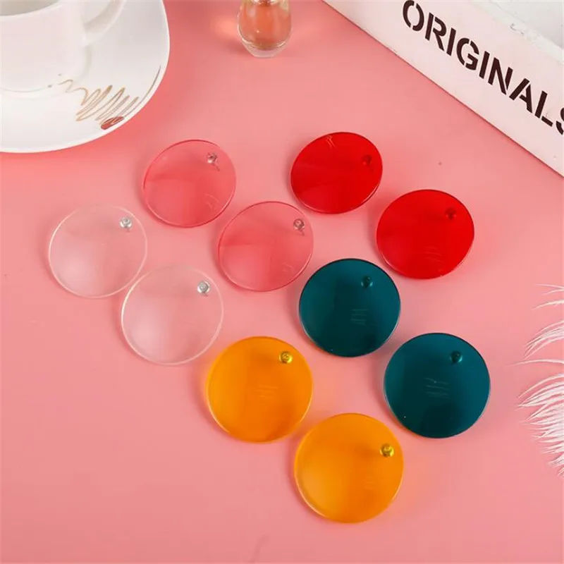 

2019 Newest Multicolor Geometric Charm Round Acrylic Earring For Women Fashion Big Heart Stud Earrings Party Accessories Bijoux