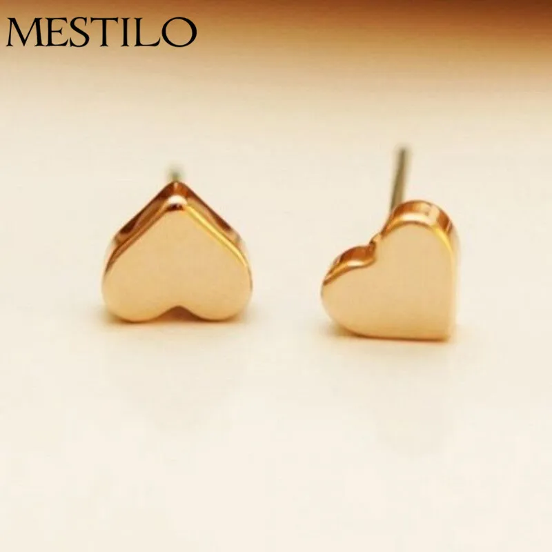 MESTILO новый Корейский Золотой Цвет милые Tiny Love Сердце серьги для Для женщин модная