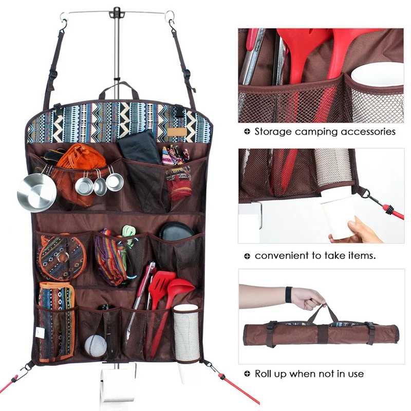ABGZ-инструментов для использования на открытом воздухе тент для путешествий, кемпинга подвесная сумка для хранения раскладная Бытовой Настенный сумка со спинкой для хранения сетчатый карман