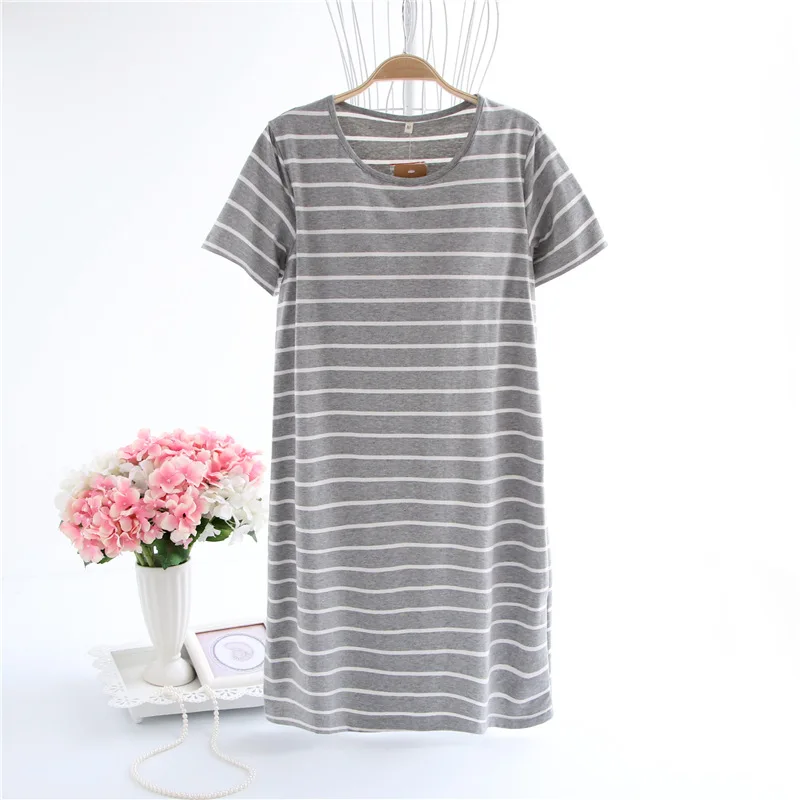 Fdfklak летние шорты рукавом дамы Ночная полосатый сна платье ночные рубашки для Для женщин пижамы Loungewear 6 стилей Q1282