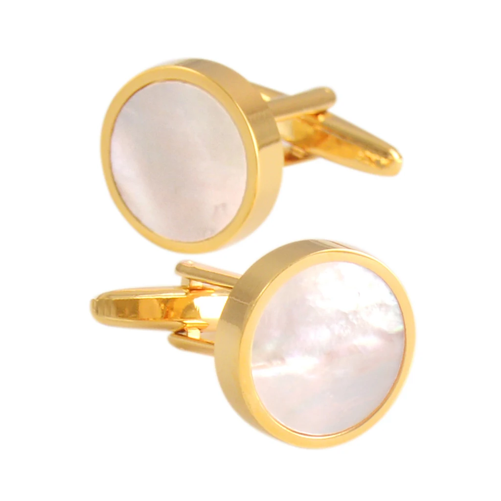 Mens Shell Round Cufflinks Shirt Stud Tuxedo Business Wedding Cuff Link Luxury Mens Fathers' Day Gift Jewelry