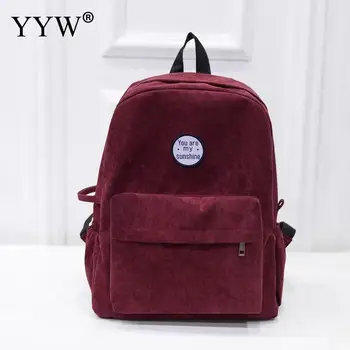 

2018 Retro Velvet School Backpack For Girl Simple Design Minimalist Women Backpack Shoulder Bag Female Rucksack Bagpack Mochila